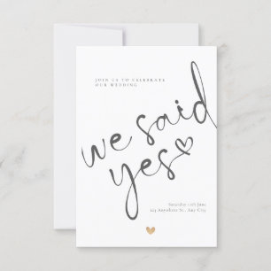 modern invitations wedding we said yes simple