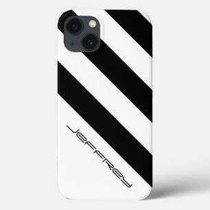 Modern iPhone 6 Case Black & White Diagonal Stripe