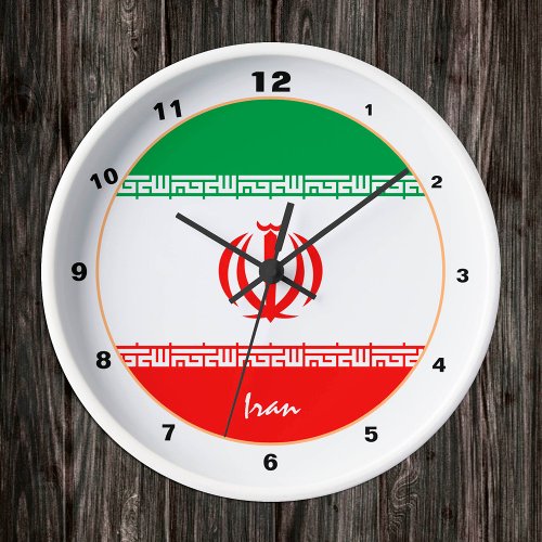 Modern Iranian Flag  Iran decor  design Clock