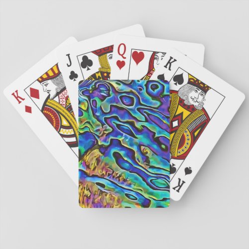 Modern Iridescent Abalone Seashell Design Poker Cards