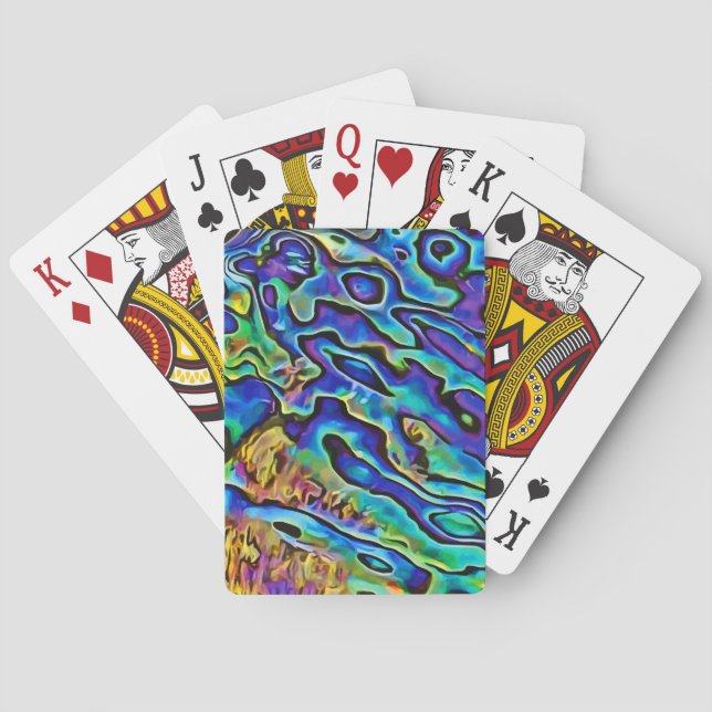 Modern Iridescent Abalone Seashell Design Poker Cards (Back)