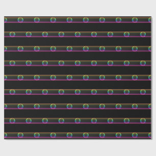 Modern Iridescent Bubble Stripe Glossy Glass Wrapping Paper