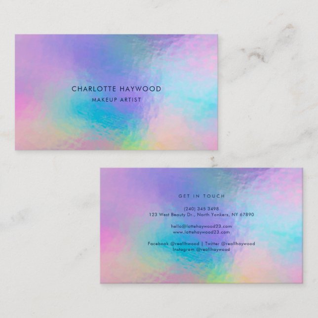 Modern Iridescent Elegant Business Card (Front/Back)