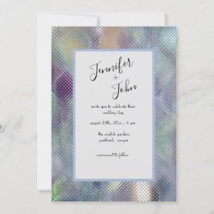 Modern Iridescent Glass Look Wedding Invitation