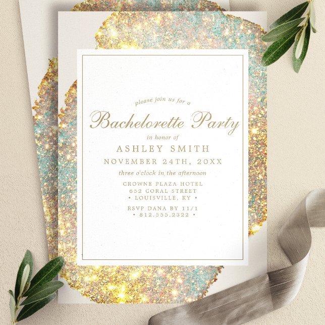 Modern Iridescent Glitter Bachelorette Party Invitation (Creator Uploaded)