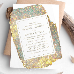 Modern Iridescent Glitter Wedding Acrylic Invitations