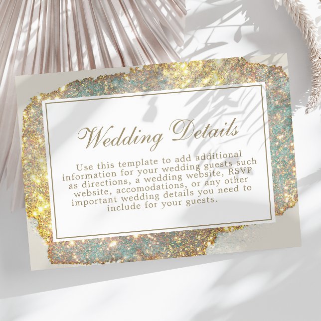 Modern Iridescent Glitter Wedding Details Enclosure Card (Creator Uploaded)