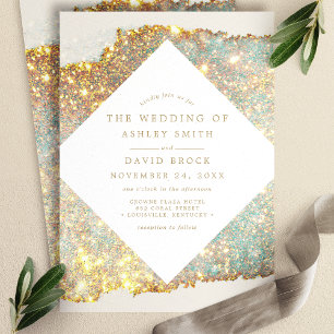 Modern Iridescent Glitter Wedding Invitation