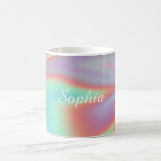 Modern Iridescent Holographic Aura Name Coffee Mug