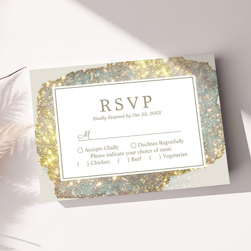 Modern Iridescent Holographic Glitter Wedding Rsvp