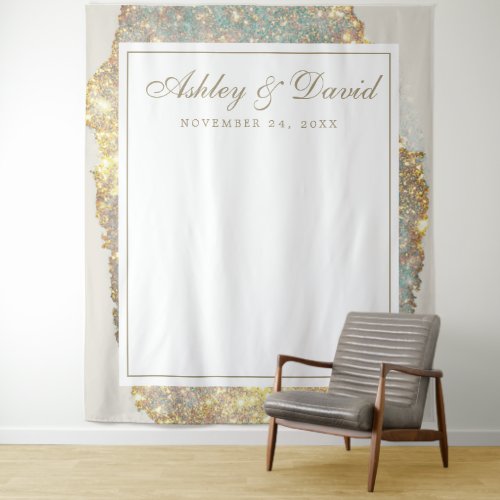 Modern Iridescent Holographic Glitter Wedding Tapestry