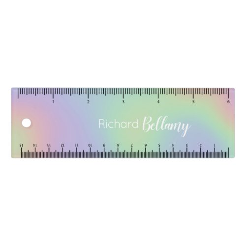 Modern Iridescent Holographic Rainbow Name Ruler