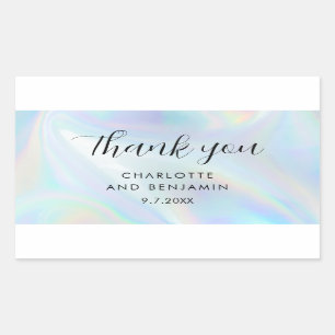 Modern Iridescent Minimalist Handwritten Wedding Rectangular Sticker