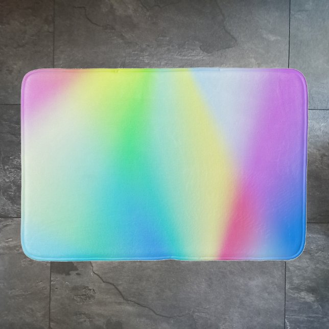 Modern iridescent pastel rainbow colored bath mat (Creator Uploaded)