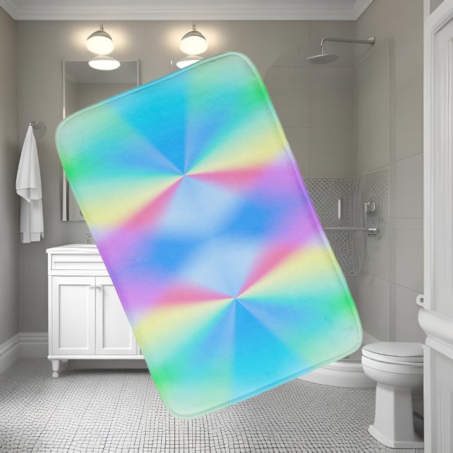 Modern iridescent pastel rainbow colored bath mat (Creator Uploaded)
