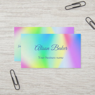 Modern iridescent pastel rainbow colored business card