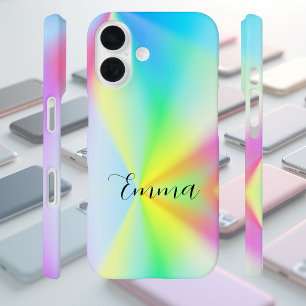 Modern iridescent pastel rainbow colored, custom iPhone 16 Case