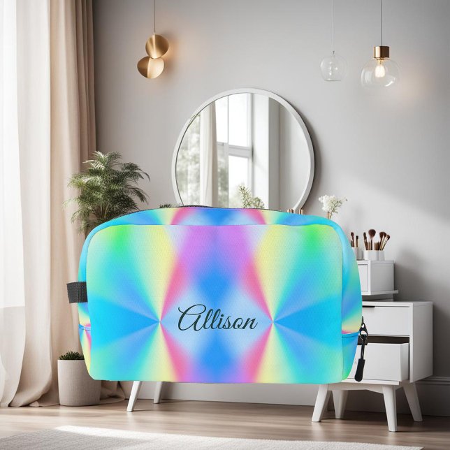 Modern iridescent pastel rainbow colored dopp kit (Creator Uploaded)