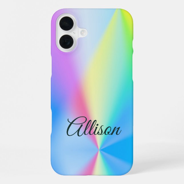 Modern iridescent pastel rainbow colored  iPhone case (Back)