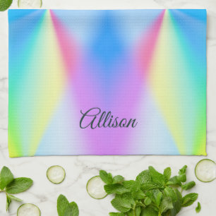 Modern iridescent pastel rainbow colored kitchen towel