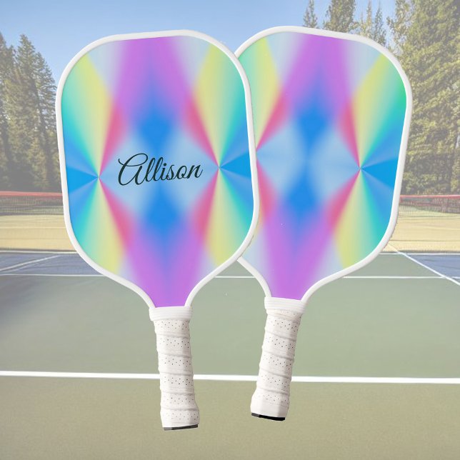 Modern iridescent pastel rainbow colored  pickleball paddle (Creator Uploaded)