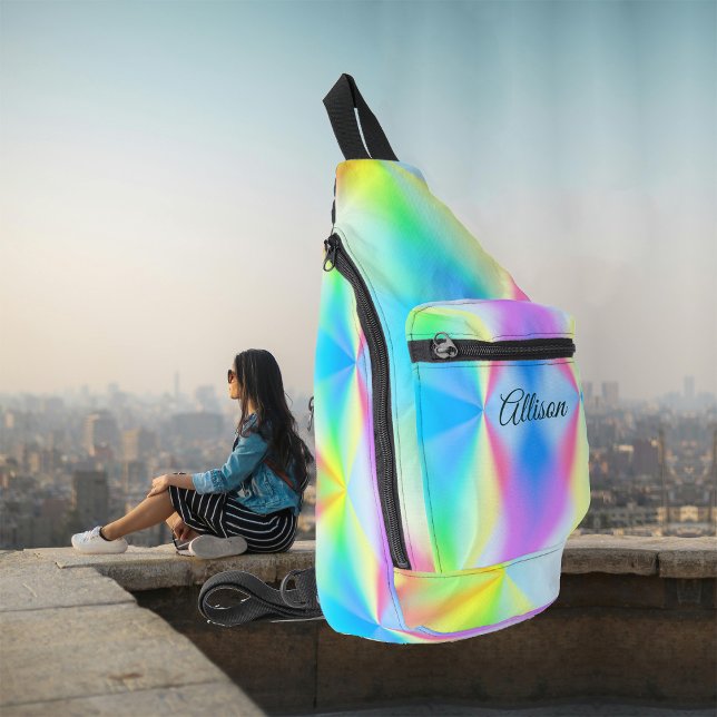 Modern iridescent pastel rainbow colored sling bag (Creator Uploaded)