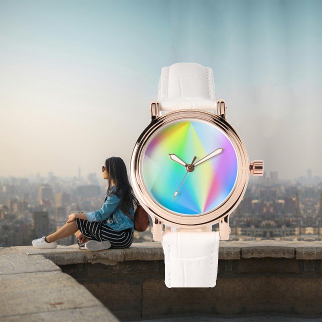 Modern iridescent pastel rainbow colored watch (Creator Uploaded)
