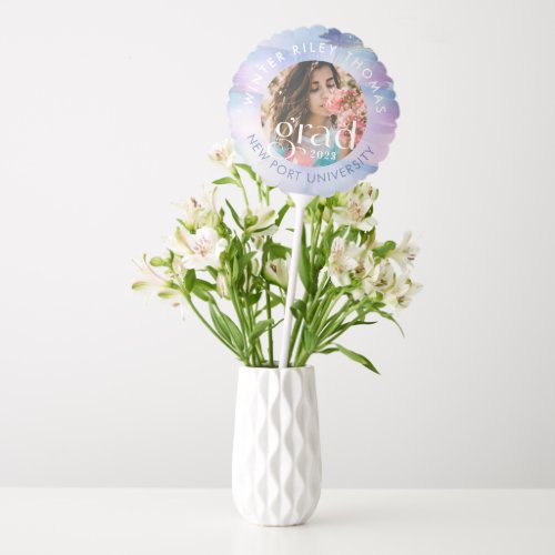 Modern Iridescent Pastel Watercolor Grad Photo Balloon