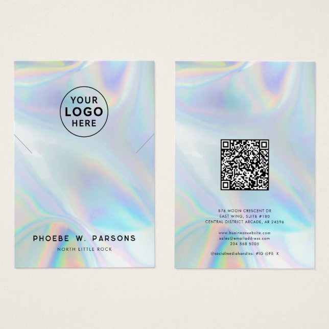Modern Iridescent QR Code Necklace Jewellery (Front & Back)