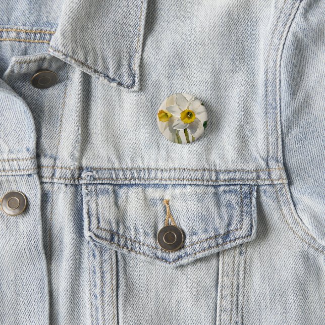 Modern Iris Watercolor Flowers Button (In Situ)