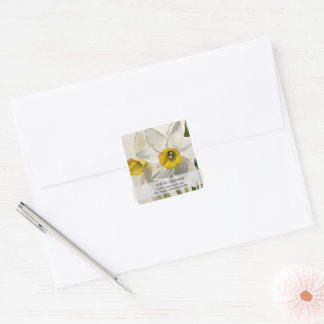 Modern Iris Watercolor Flowers Square Sticker