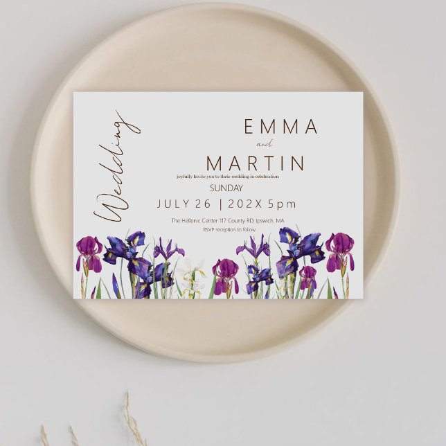 Modern Iris Wedding  Elegant Flower Wedding  Invitation (Creator Uploaded)