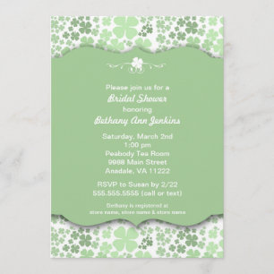 Modern Irish Bridal Shower Invite with clovers
