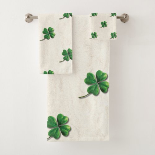 Modern Irish Shamrock Bath Towel Set