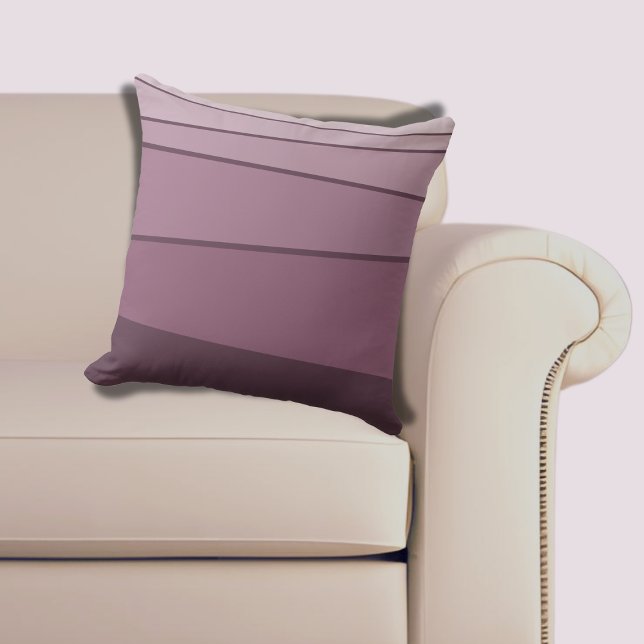 Modern Irregular Striped Shades of Eggplant Purple Throw Pillow (Modern Irregular Striped Shades of Eggplant Purple Throw Pillow)