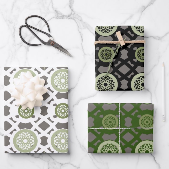 Modern islamic arabic pattern wrapping paper sheets (Front)