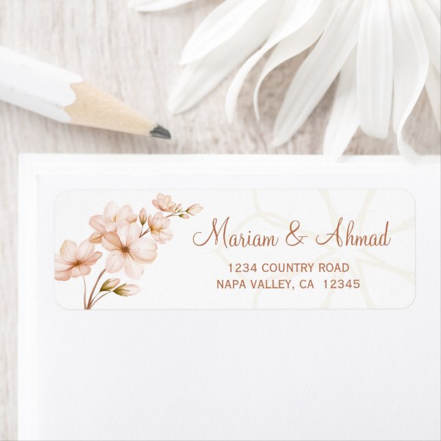 Modern Islamic Boho Floral Nikah Return Address Label (Insitu)