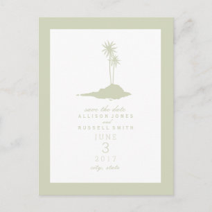 Modern Island Beach Wedding Save The Date - Green Announcement Postcard
