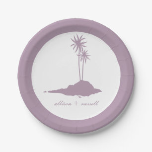 Modern Island Beach Wedding - Violet Paper Plates