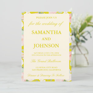 Modern Island Citrus Vintage Ivory Floral Wedding Invitation