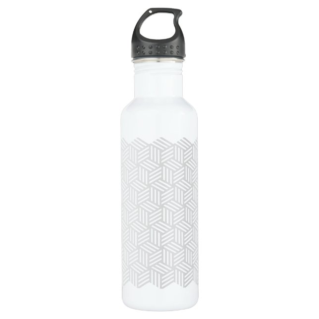Modern Isometric Weave Geometric Pattern Stainless Steel Water Bottle (Front)