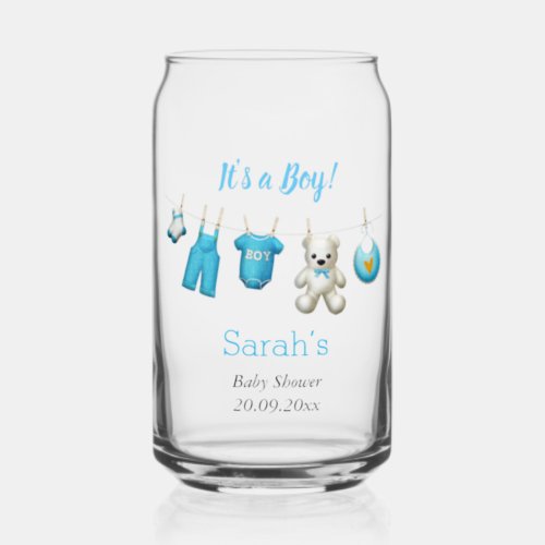 Modern itâs a Boy Cute Laundry Baby Shower Party  Can Glass