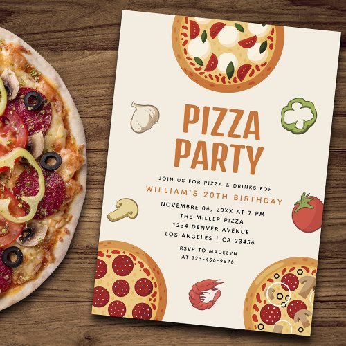 Modern  Italian Any Occasion Pizza Party Invitation