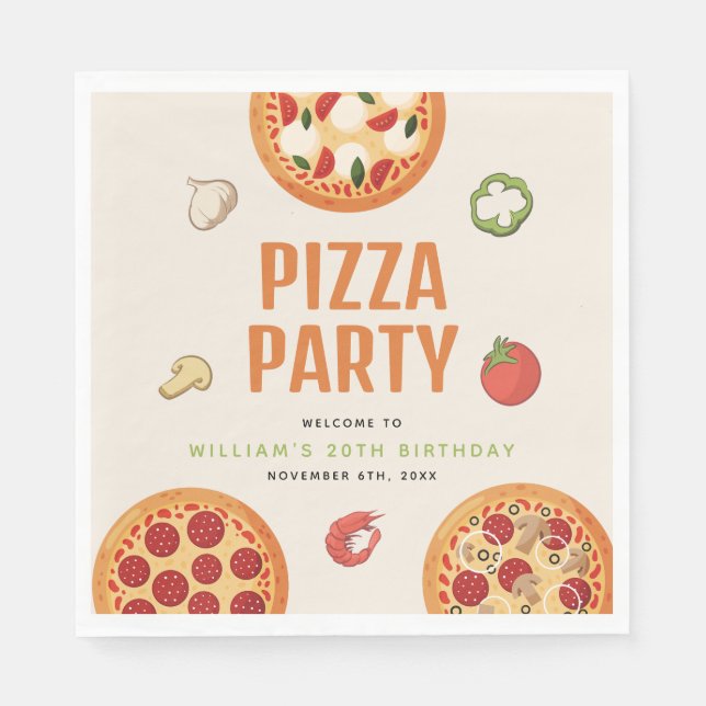 Modern & Italian Any Occasion Pizza Party Napkins (Front)
