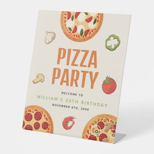 Modern  Italian Any Occasion Pizza Party Pedestal Sign