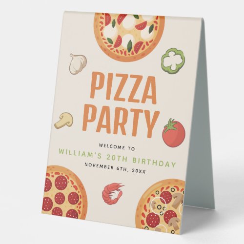 Modern  Italian Any Occasion Pizza Party Table Tent Sign