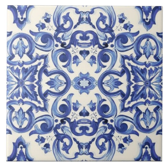 Modern Italian Blue  La Dolce vita  Ceramic Tile (Front)