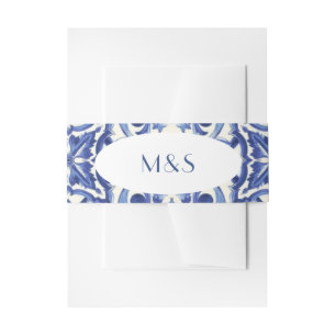Modern Italian Blue La Dolce vita  Invitation Belly Band