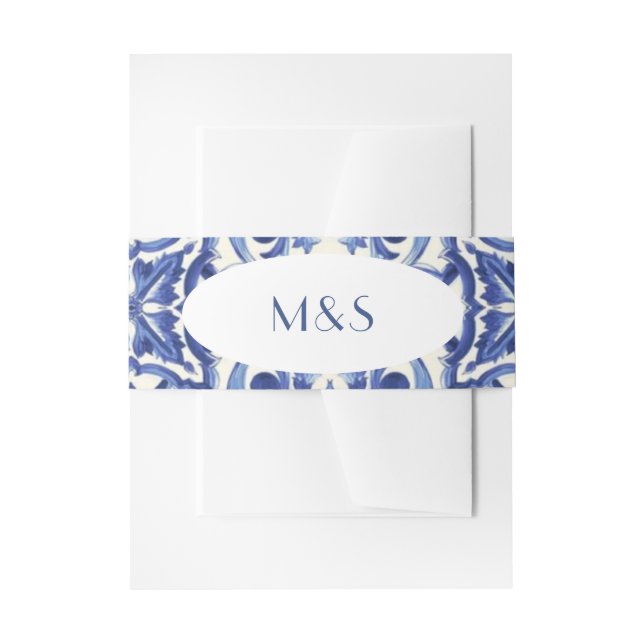 Modern Italian Blue La Dolce vita  Invitation Belly Band (Front Example)