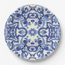 Modern Italian Blue La Dolce vita Paper Plate
